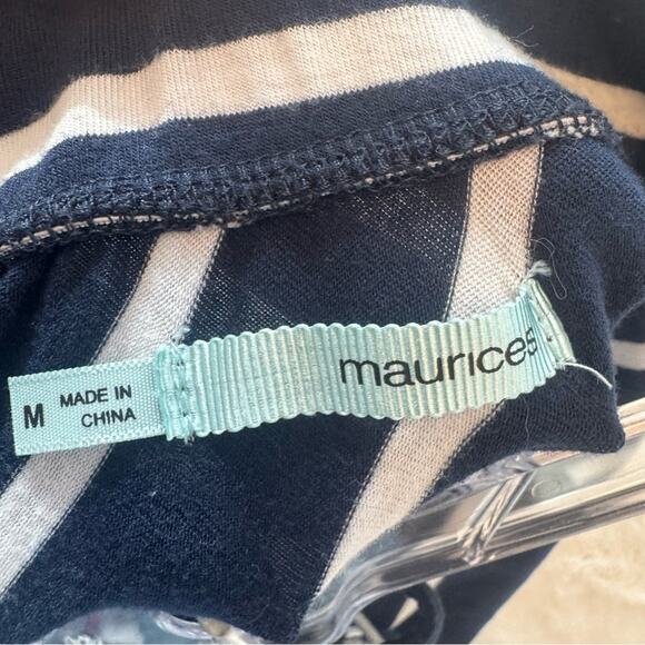 Maurice’s Women’s Soft Navy/White Striped Fit/Flare Drawstring Maxi Skirt Size M - Picture 3 of 4